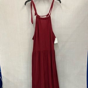 NWT Caslon Burgundy Stretch Midi Halter Dress XL